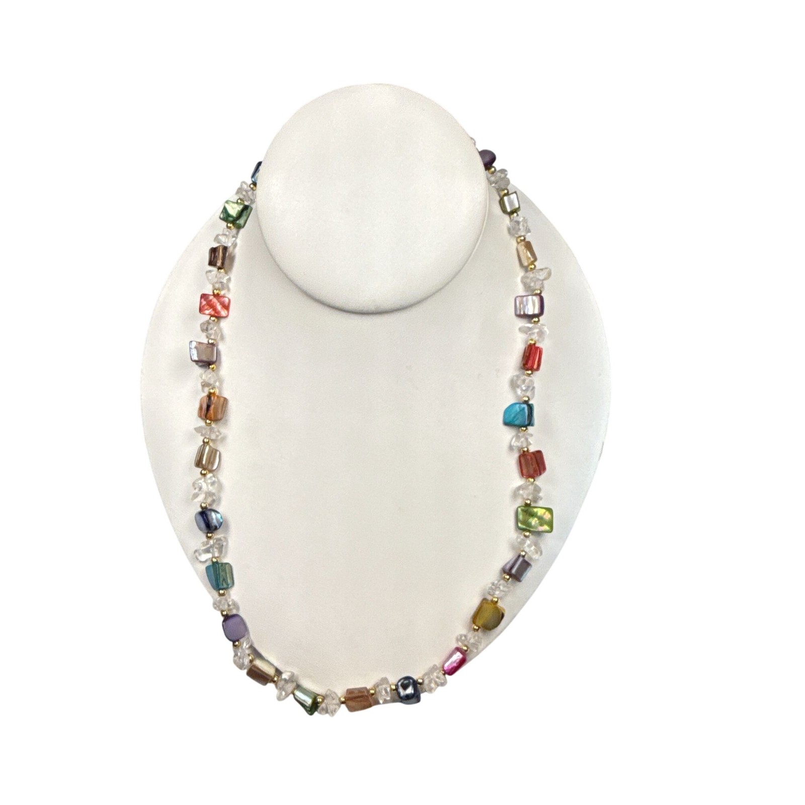 Multicolor Stone Beaded Necklace Barrel Clasp Gemstone Jewelry Bohemian