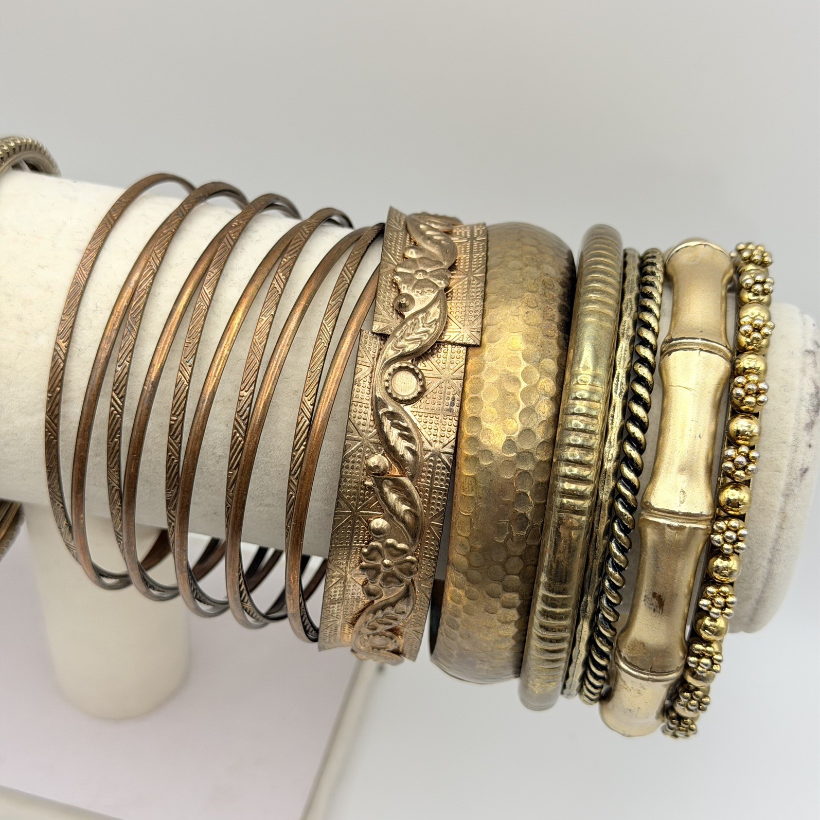 Lot Of Gold Bronze Tone Bangles Bracelets & Cuffs Mixed Wearable Craft Resale