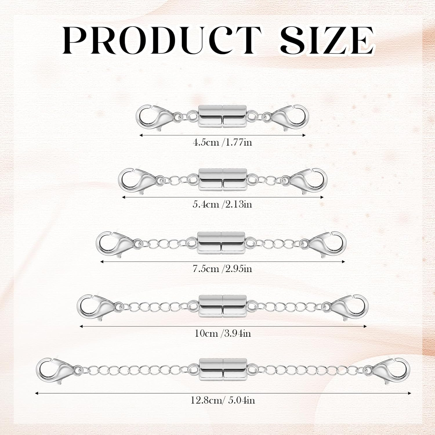 5Pcs Silver Magnetic Necklace Extender, Magnetic Necklace Clasps and Closures wi