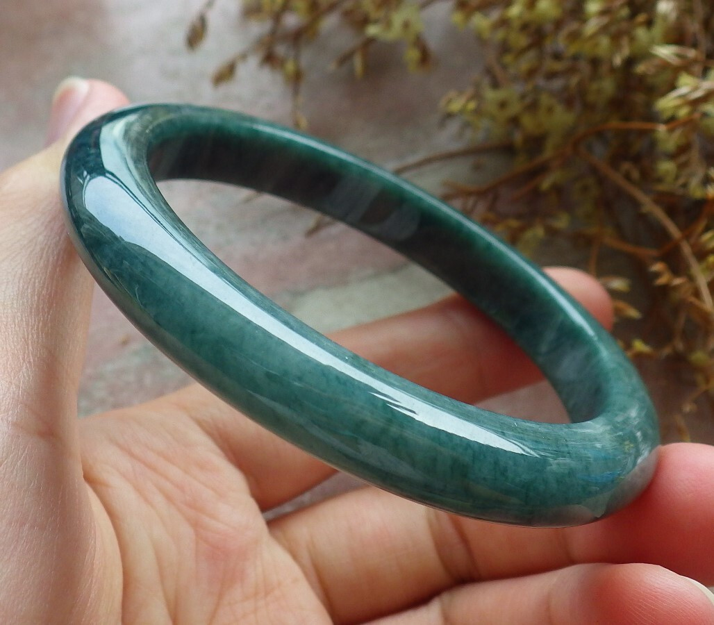 Certified Green Burma Natural A JADE Jadeite Bangle Bracelet 57mm 手镯 608689 AS