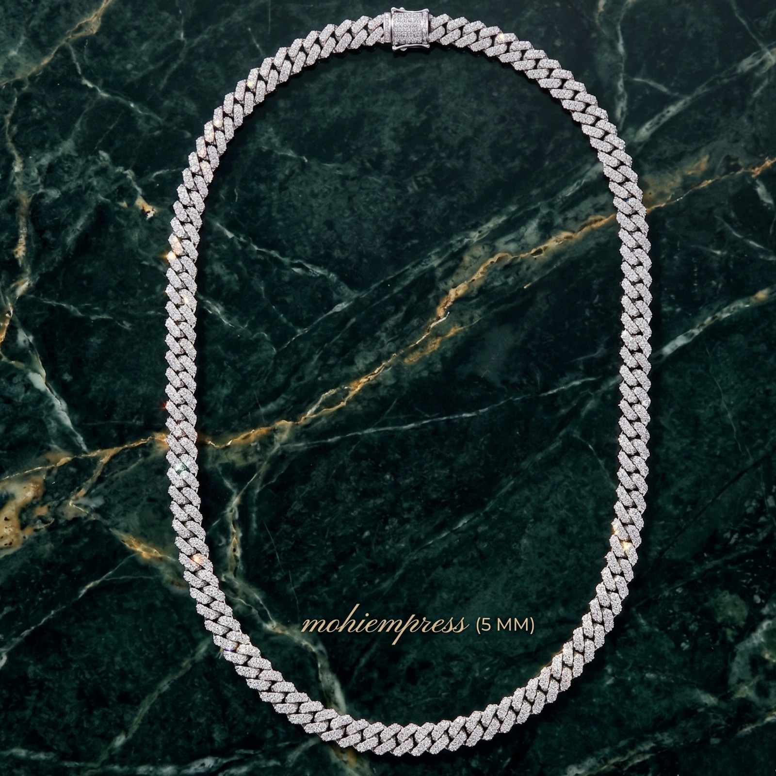 925 Sterling Silver Cubic Zirconia Cuban Link Chain, CZ Jewelry