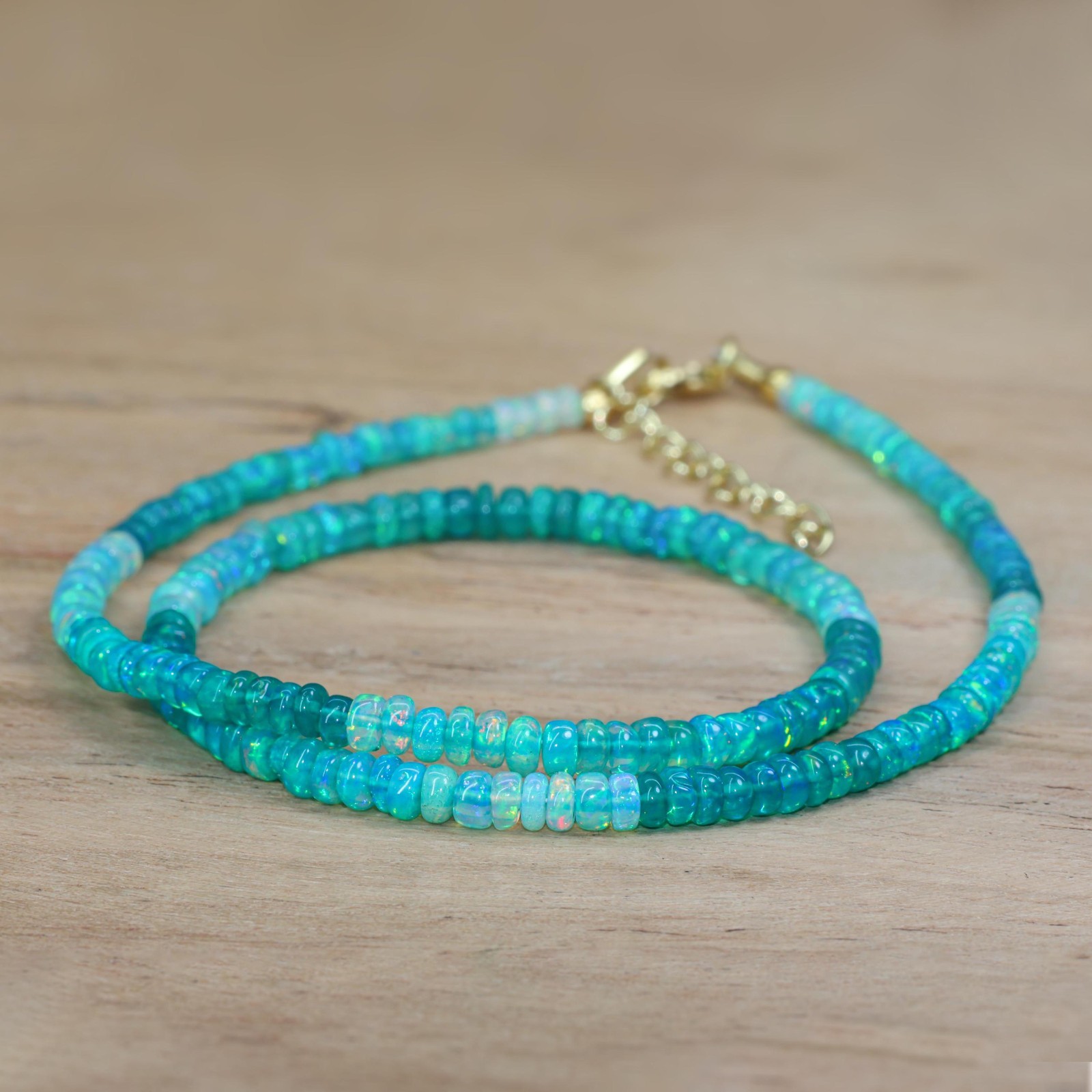 Green Opal Shaded Beads Necklace, Fire Green Opal Smooth Beads Necklace for her