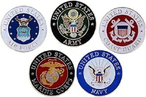 Military Branches Lapel Pin Set 1 inch Circular Military Lapel Pins ARMED FORCES