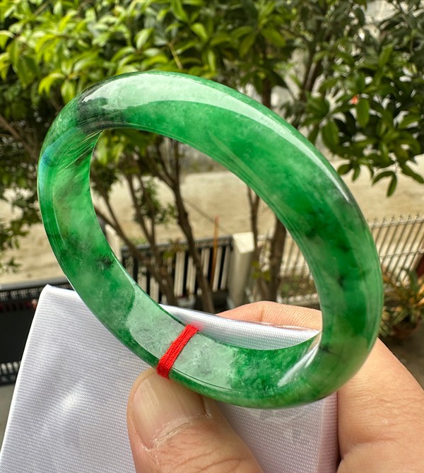 Natural Grade AAA Ice Green Burmese Jade jadeite bracelet bangle Women 56MM