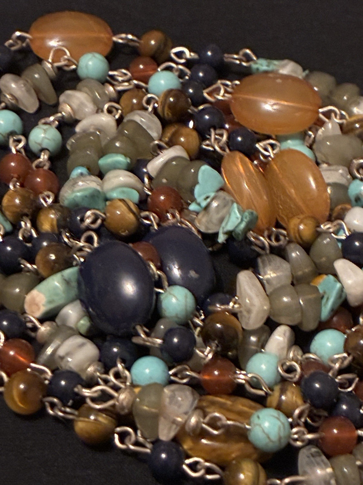 Semi Precious Stone, Double Strand, Long Necklace