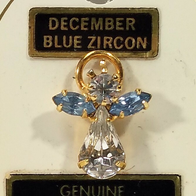 Roman Inc Genuine Austrian Crystal Blue Zircon December Angel Lapel Pin brooch