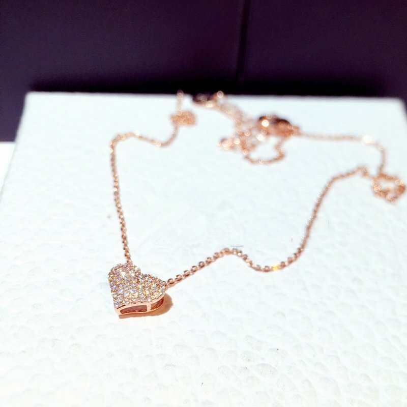 Silver Zircon Heart Star Pendant Necklace Women Choker Wedding Jewelry Gift