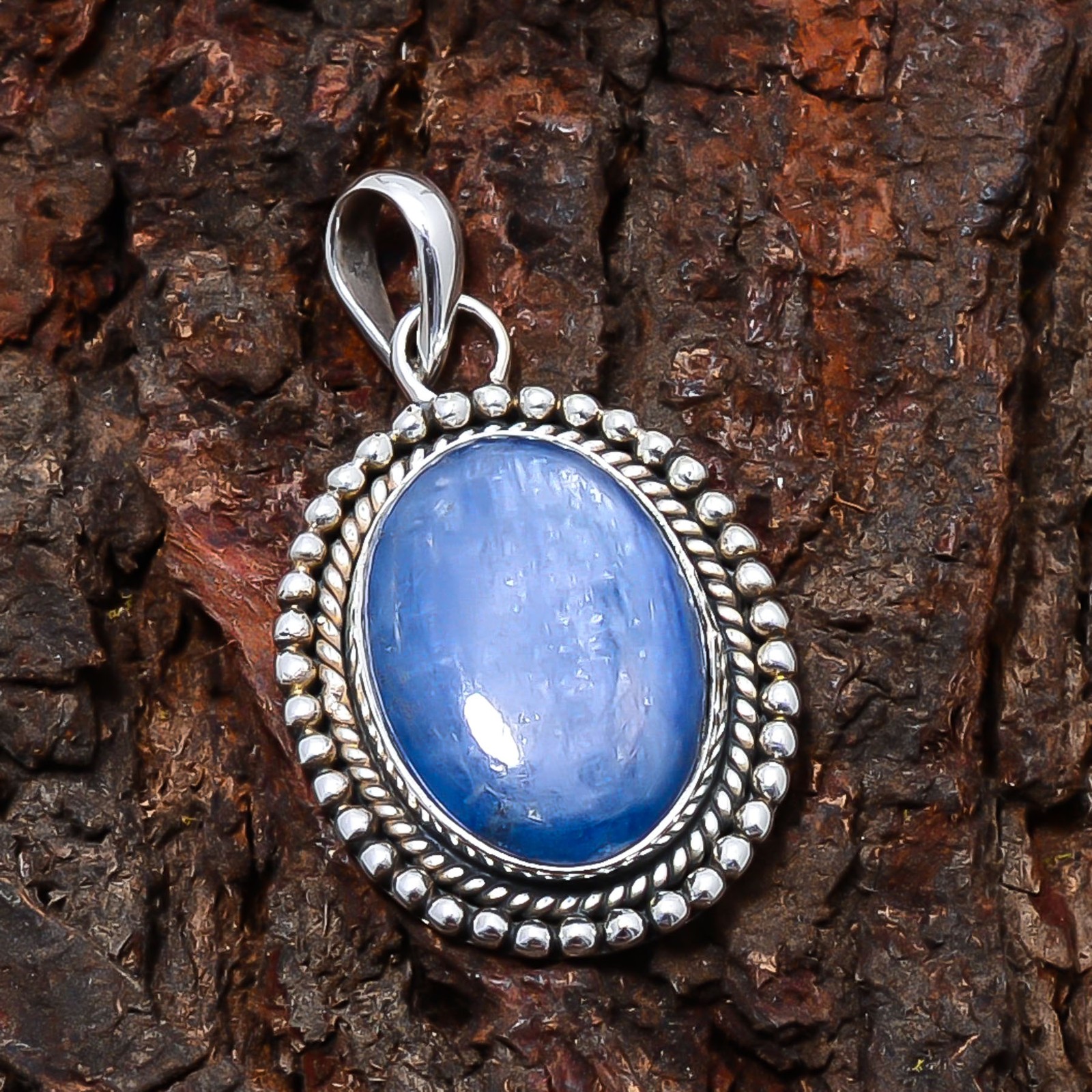 Kyanite – Nepal Designer Handmade 925 Sterling Silver Pendant 1.56″ P10699125710
