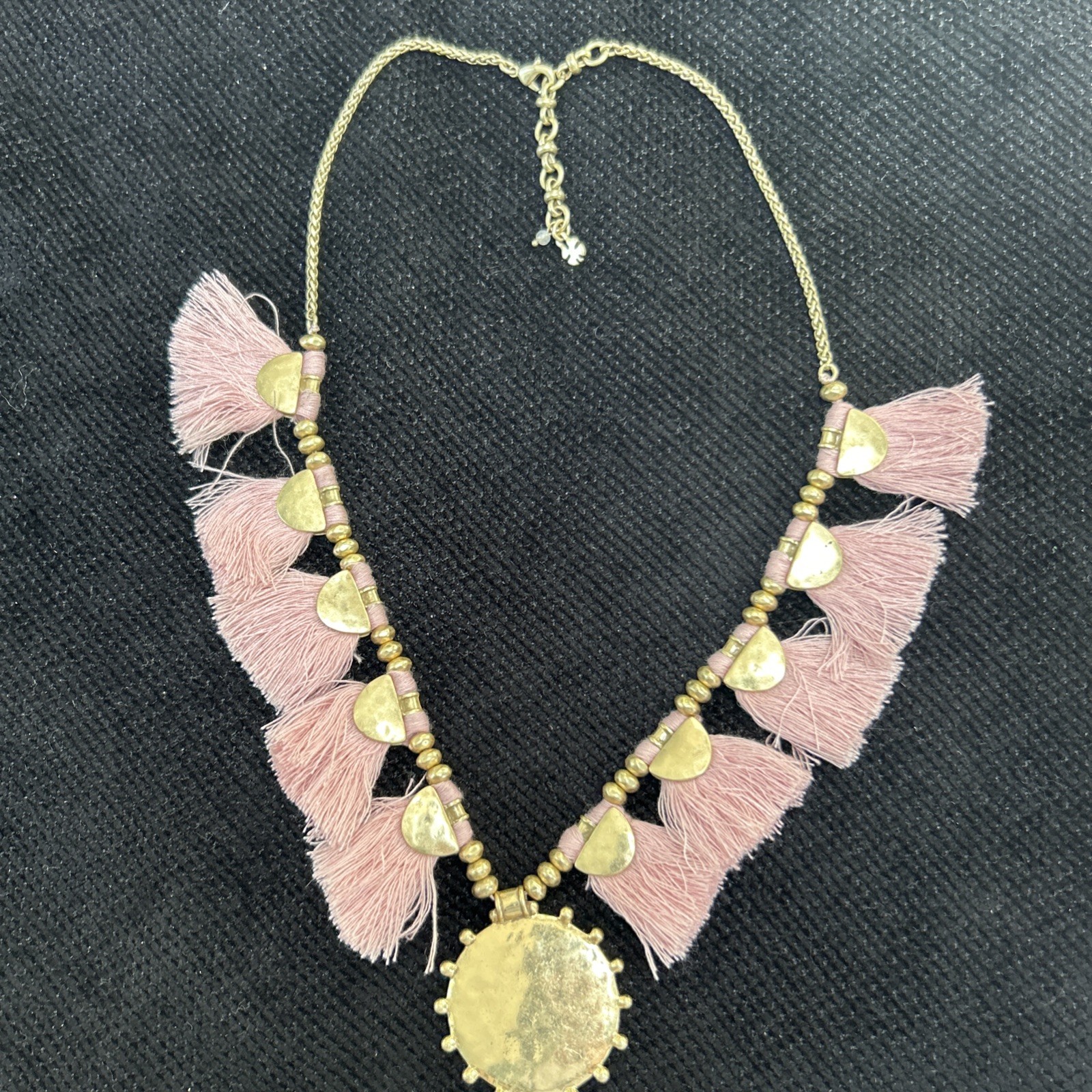 Lucky Brand Pink & Gold Tassel Necklace Reversible