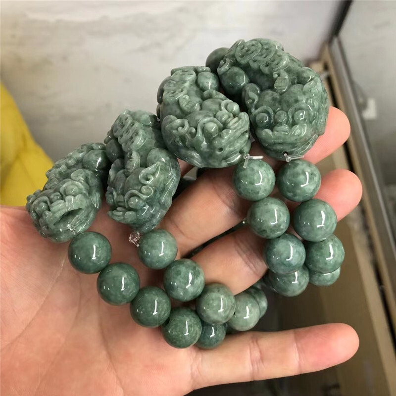 1pcs Real Grade A Natural Green Jade Jadeite Men Women Pixiu Beads Bracelet