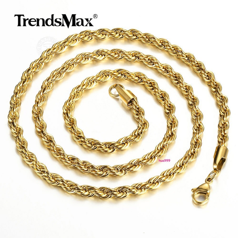 3/5/7mm 16-30″ Men’s Stainless Steel Twisted Rope Chain Necklace Choker Link