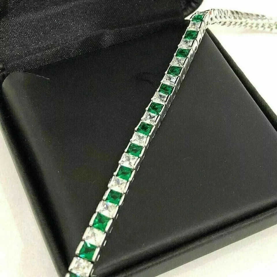 12.0ct Lab Created simulated Diamond Tennies Bracelet In 14 k White Gold Plated