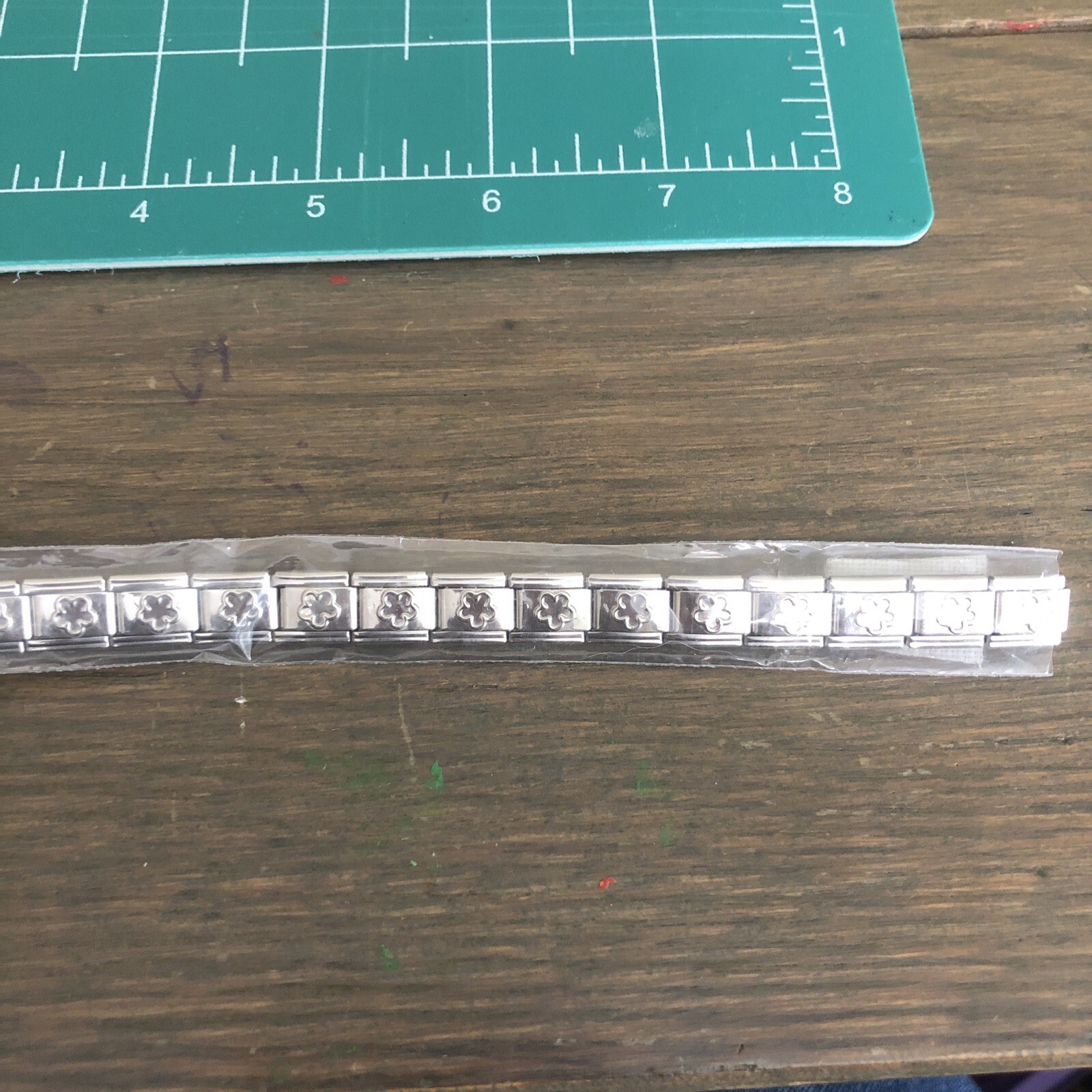 NOS Raised Silver Flower Italian Charm Modular Bracelet Link 9mm
