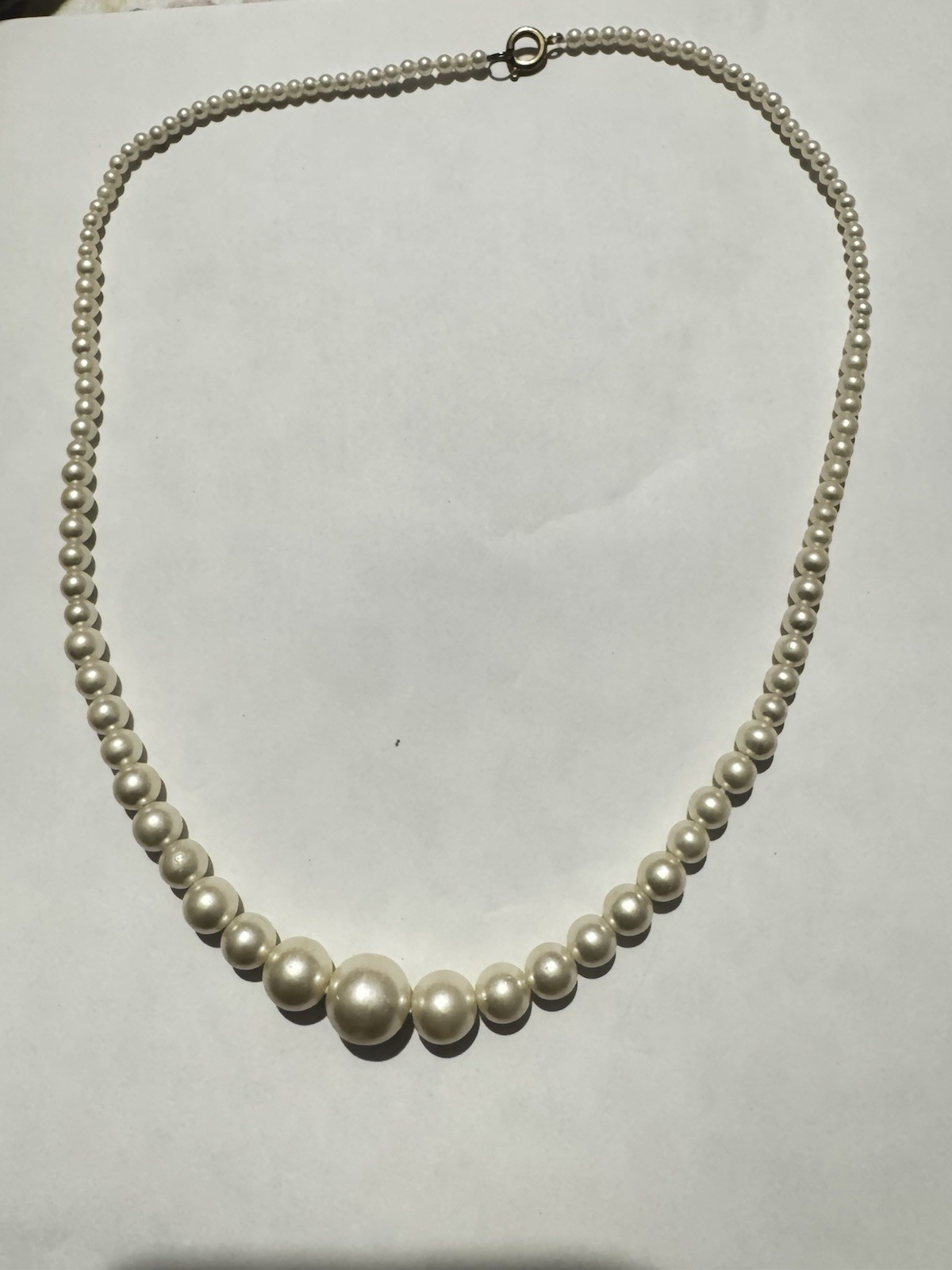 Short Length Cream Faux Pearl Beads Adjustable Necklace