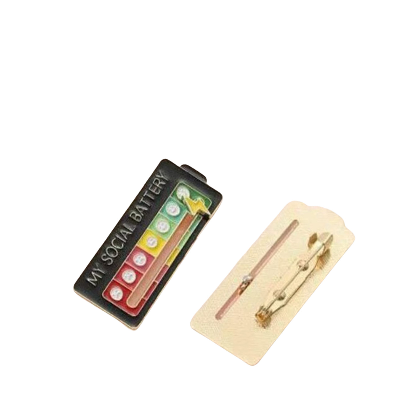 Funny Social Battery Slider Pin – 7-Mood Expression Badge, Cute Interactive Pin