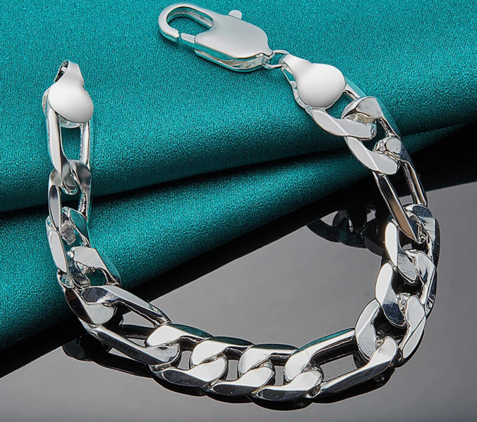 Bracelet 8.2 in .925 Sterling Silver 12 mm Figaro Link Cuban Chain 25 grams