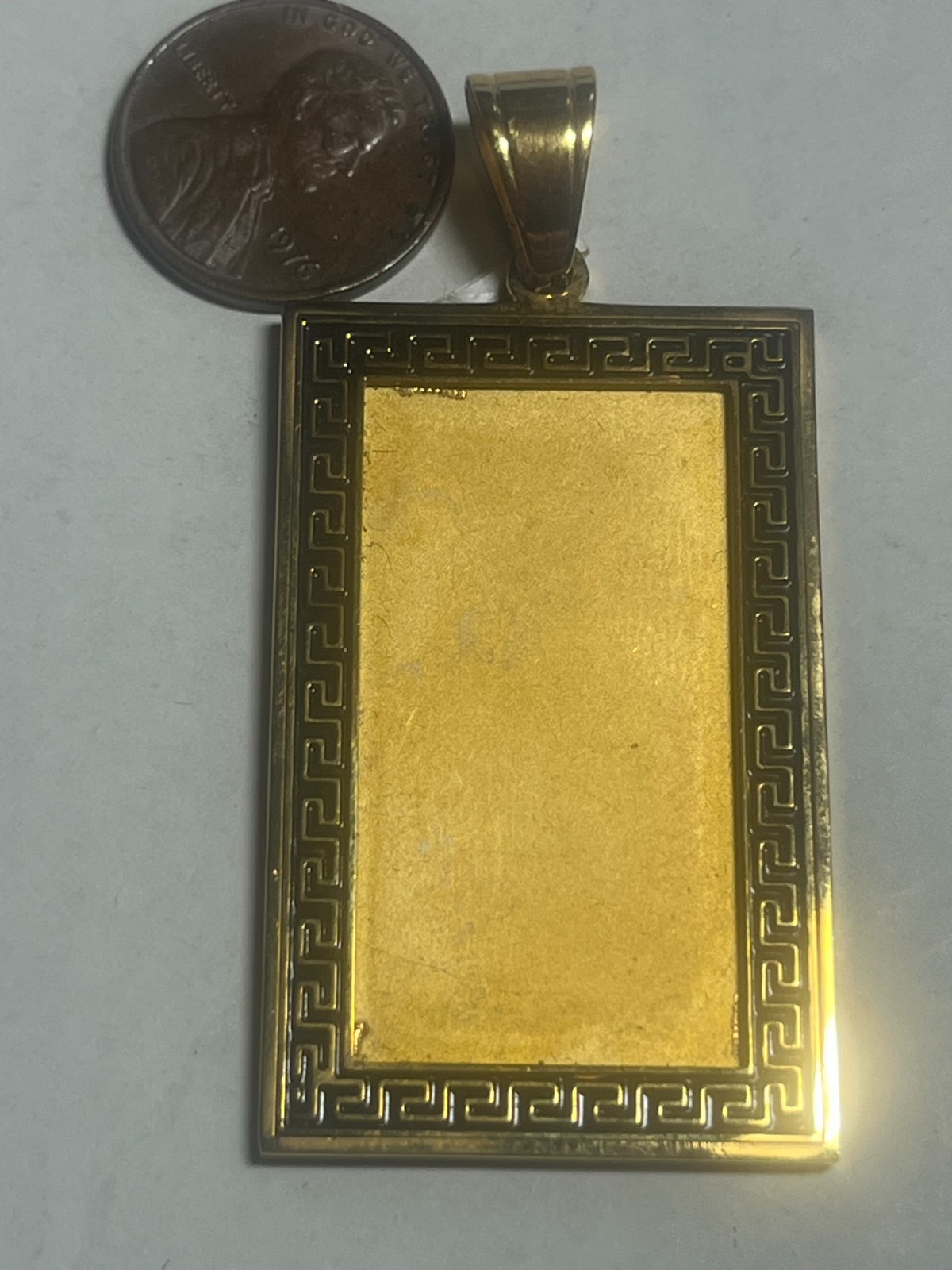 stainless steel plain pendant,gold color,45 mm x 28mm