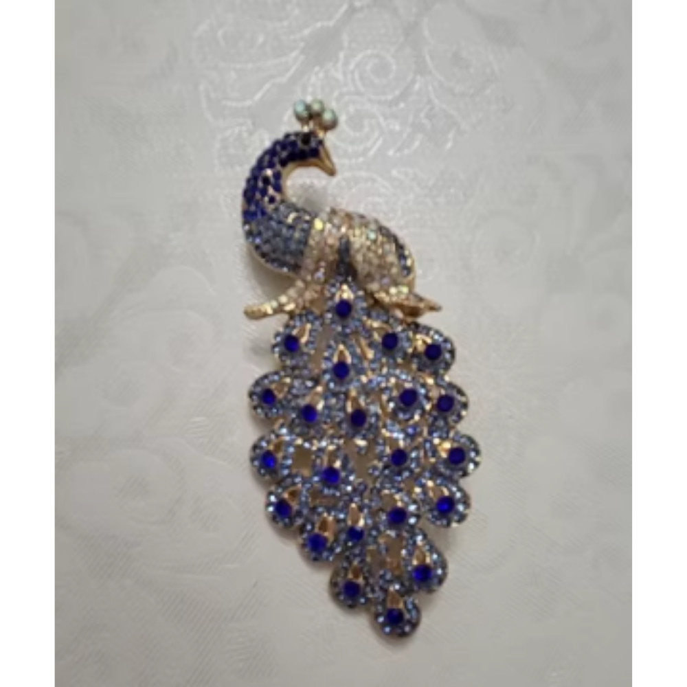 Vintage Style Peacock Bird Blue Rhinestone Crystal Cyan Bird Brooch Pin Pendant