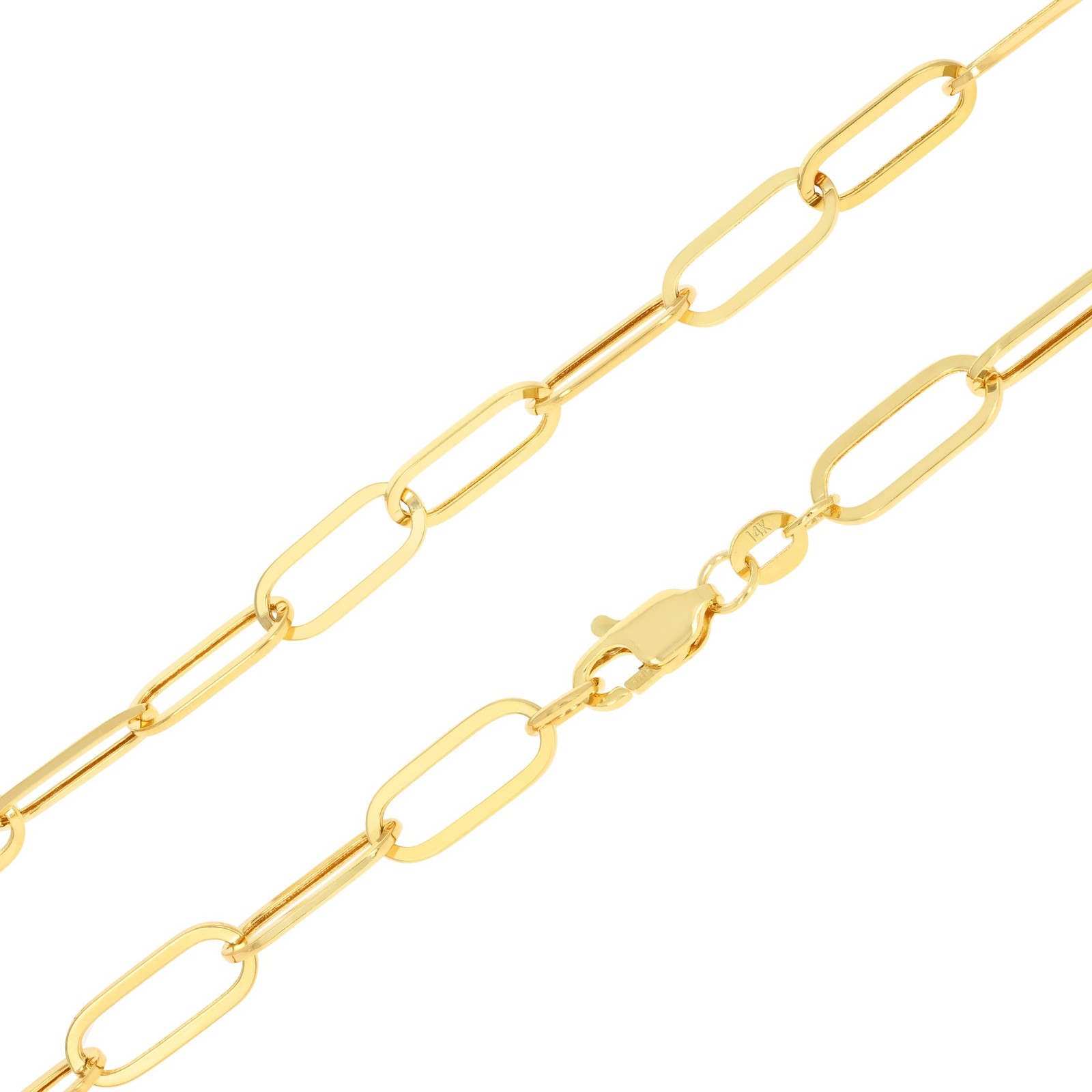 14k Yellow Gold 6mm Paperclip Chain Rolo Dainy Cable Link Necklace Men Women 20″