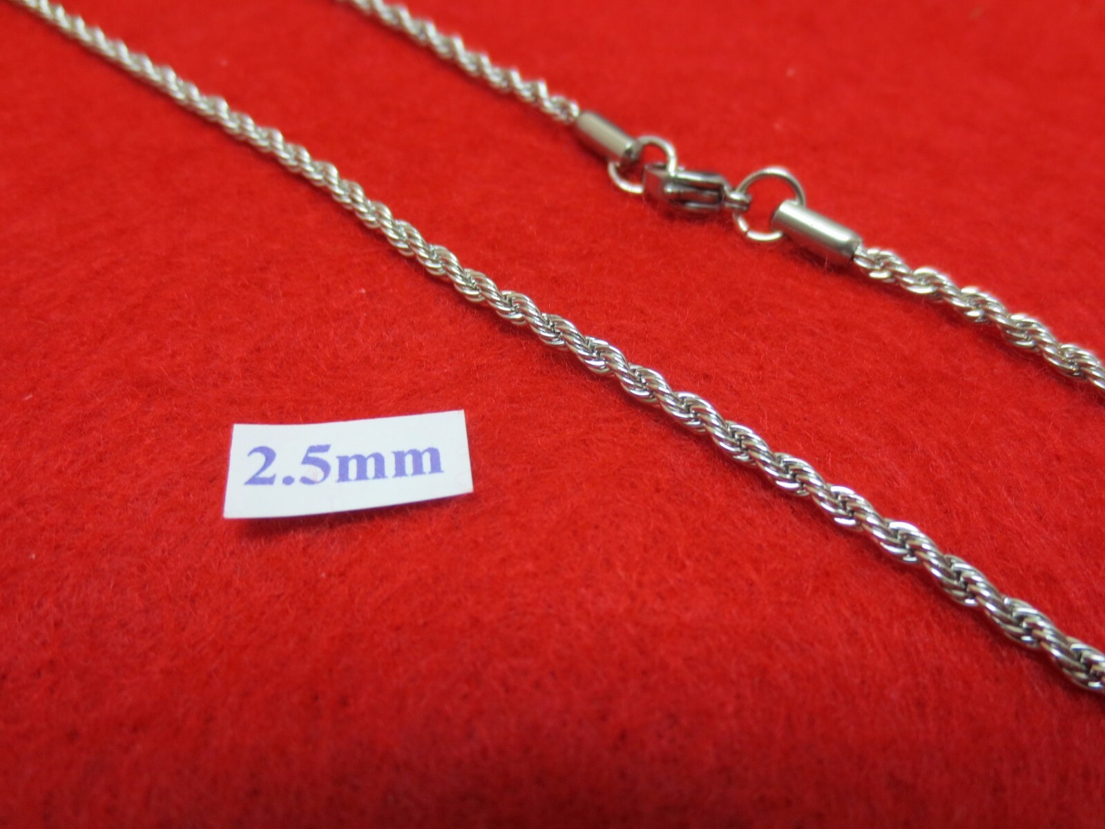 QUICK SHIP 18″-30″ 2.5MM STAINLESS STEEL SILVER ROPE CHAIN NECKLACE- USA SELLER