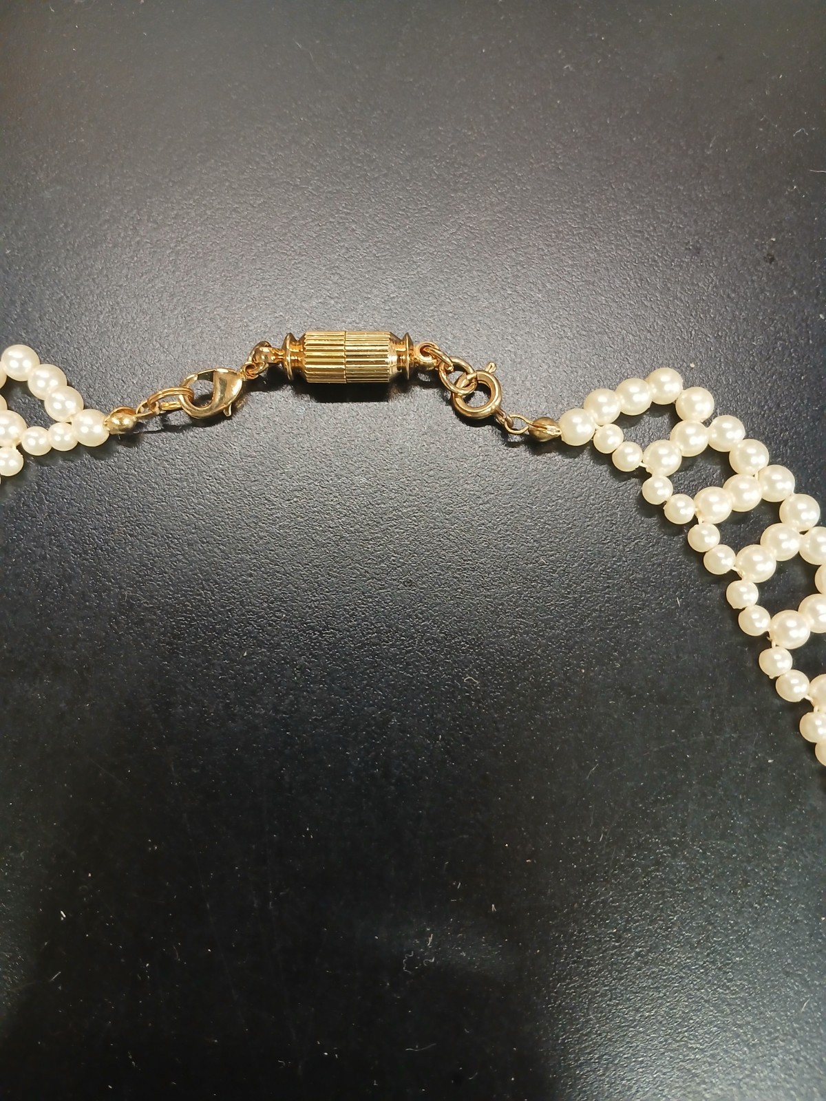 Necklace Faux Pearl Collar Bib Choker Scalloped Romantic Bridgerton Adj Vtg