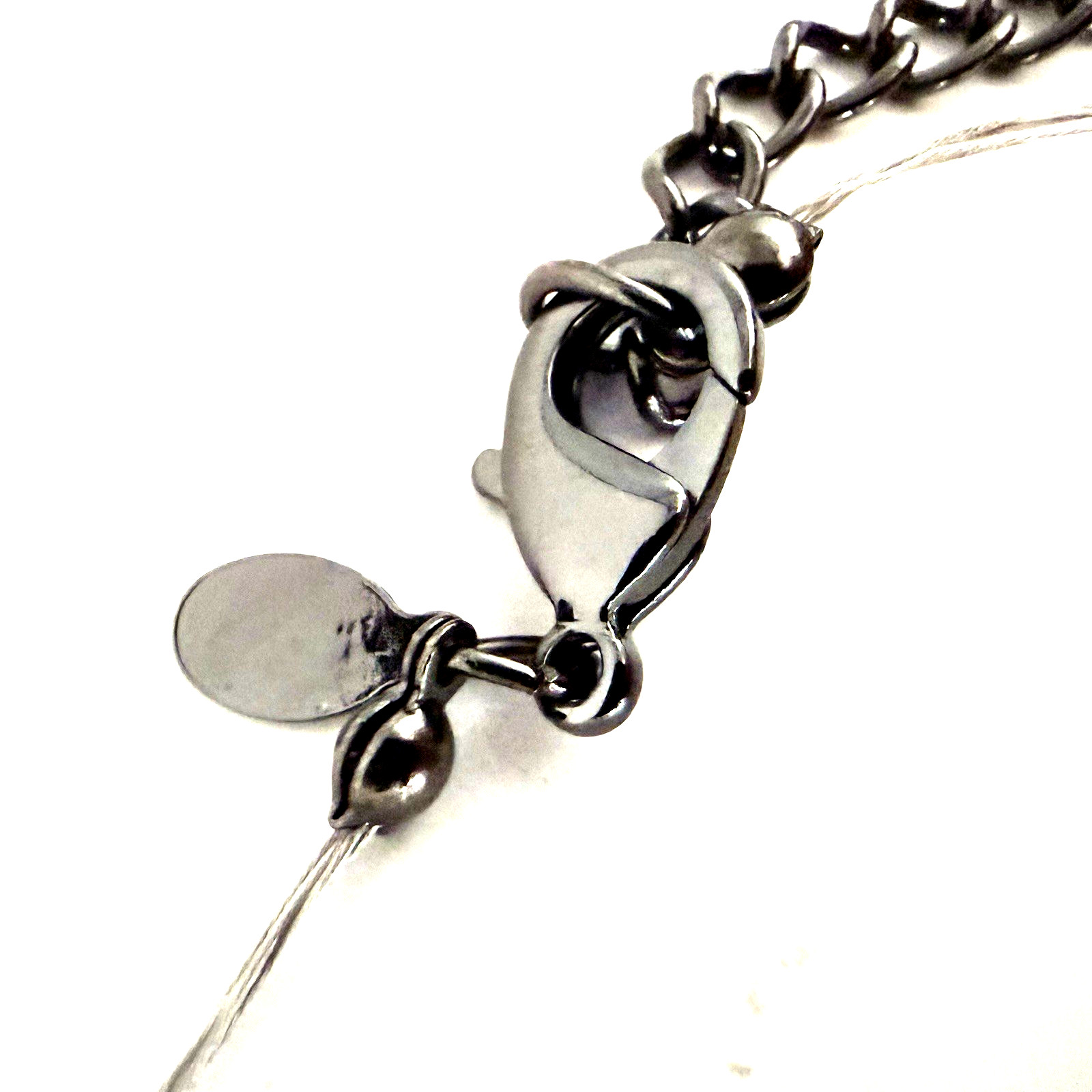 Chico’s Gunmetal Silver Tone 21″ Short Beaded Crystal Floating/Illusion Necklace