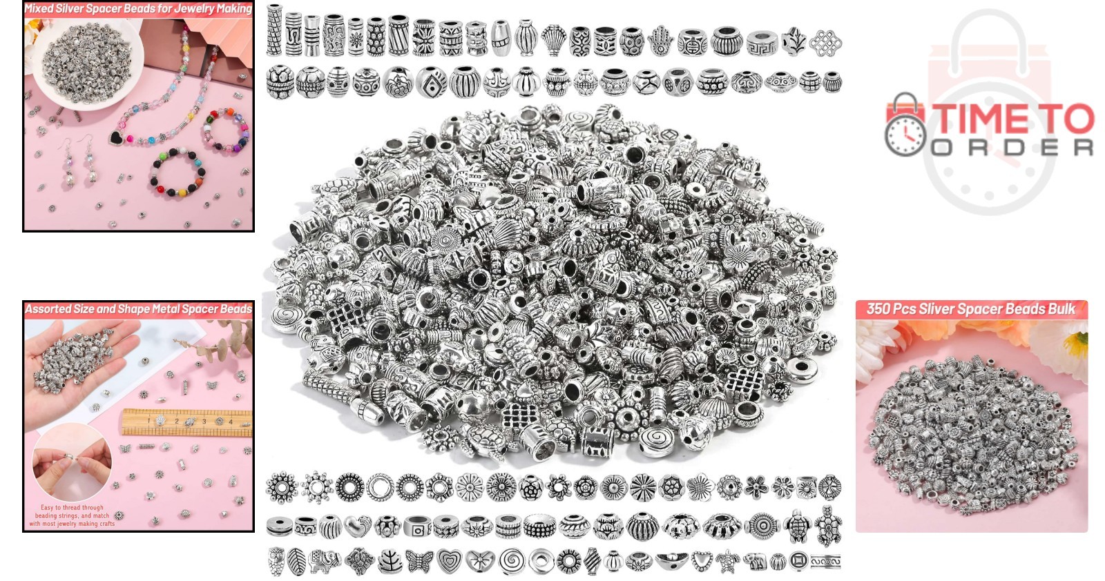 500 Pcs Silver Spacer Beads Bulk Jewelry Making Charms for Bracelets Necklaces