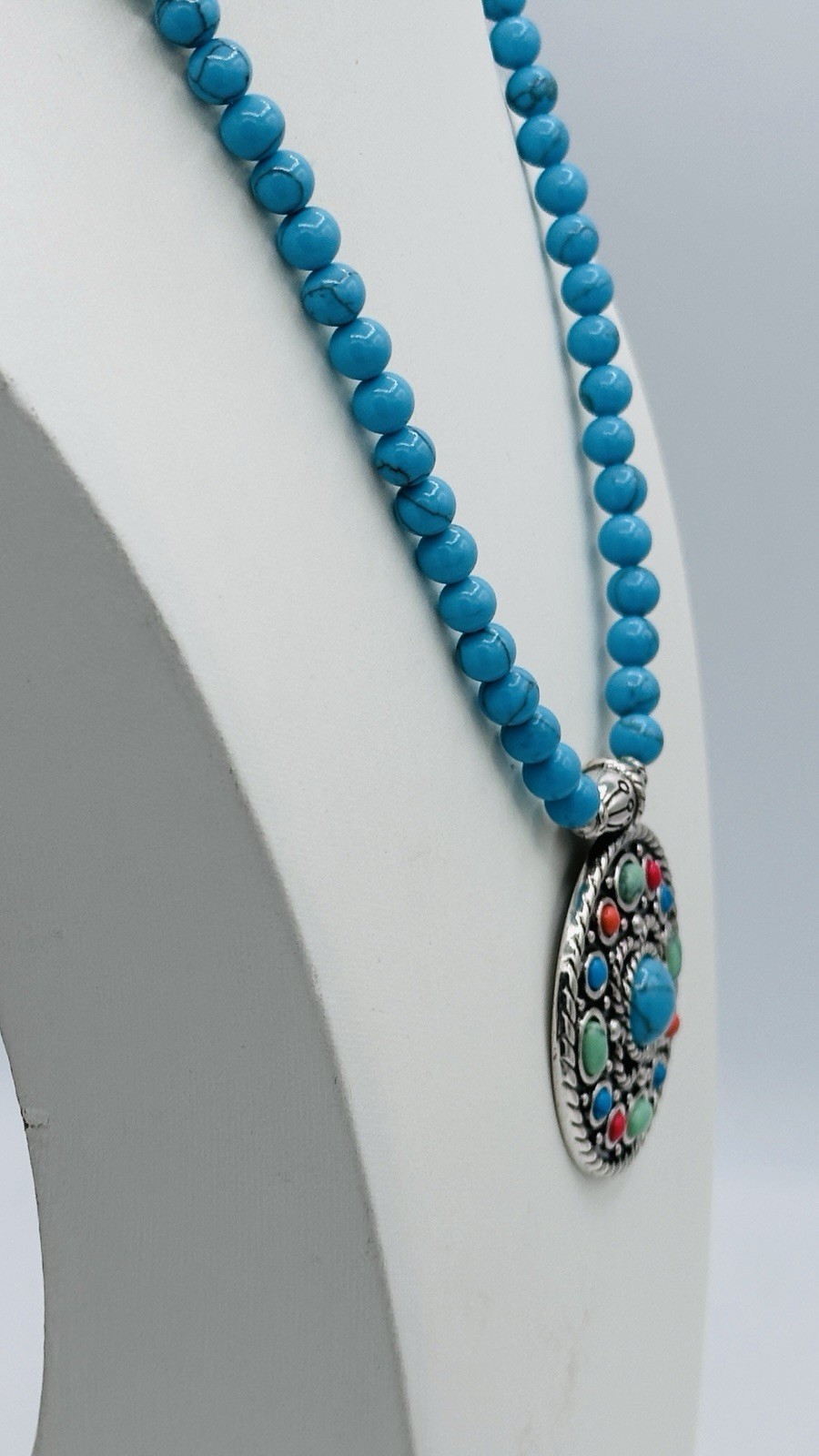 Brighton Loretto Mesa Turquoise Bead Medallion Necklace Colorful Pendant