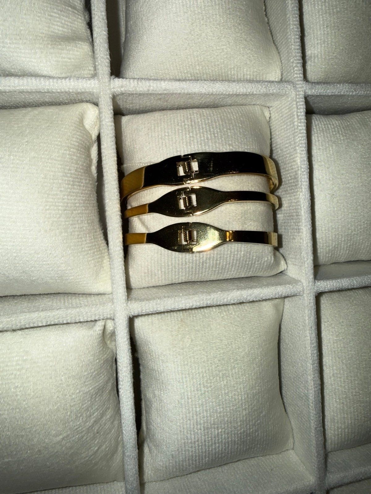 Set of 3 Stainless Steel Gold Tone Butterfly, Heart & Flower Cuff Bangles