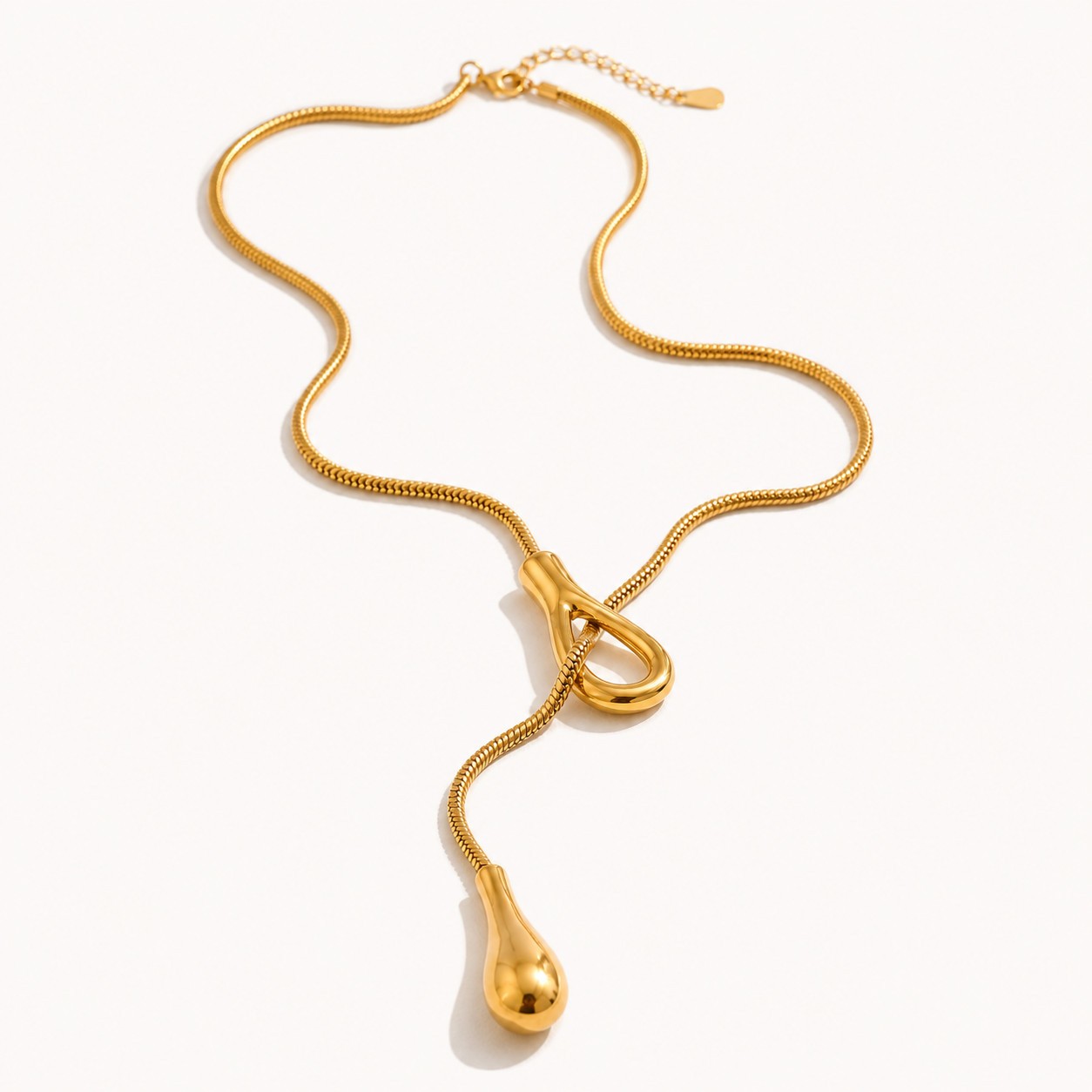 Gold Silver Y Drop Lariat Necklace 316L Stainless Steel Fashion Jewelry