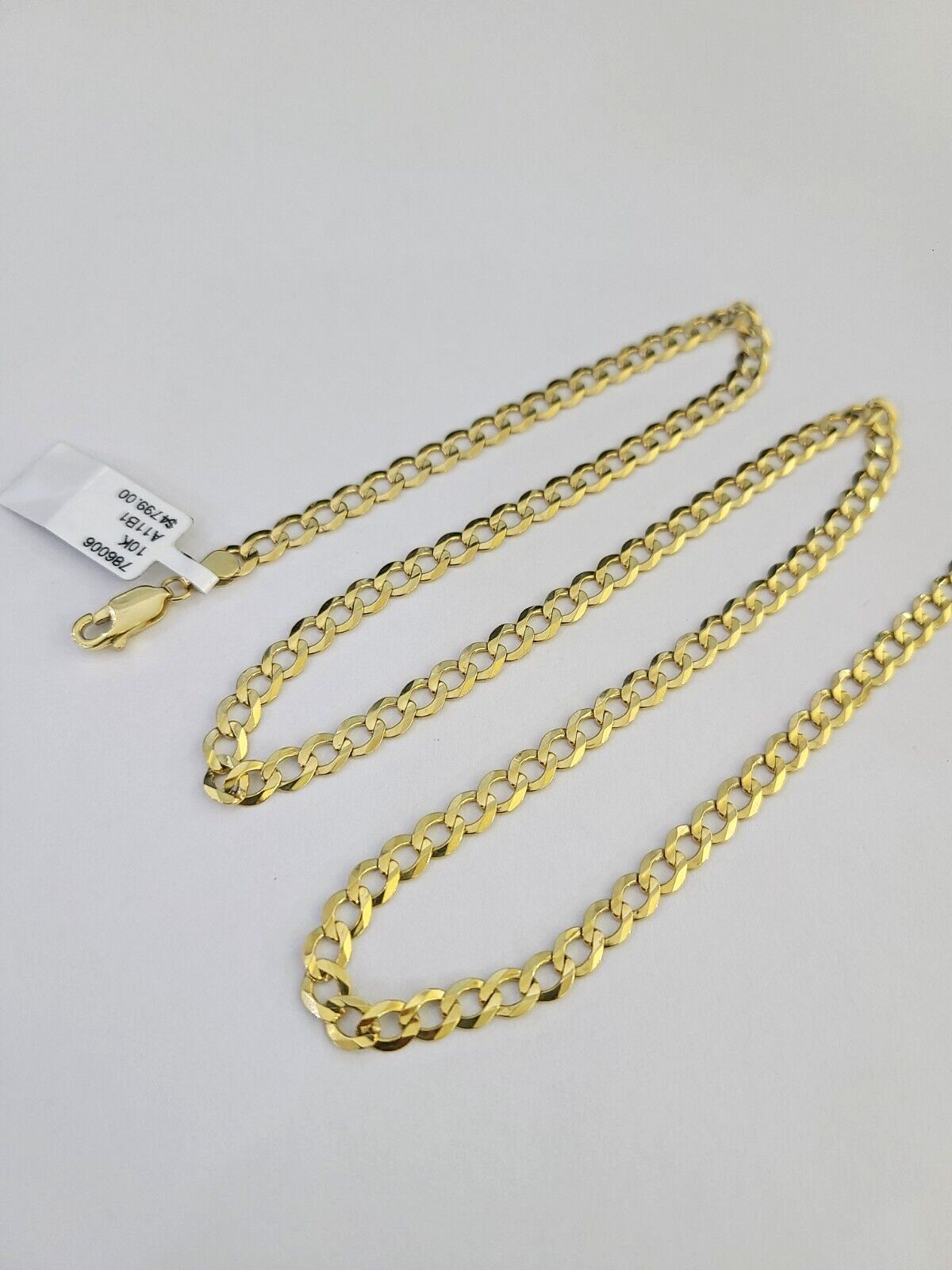 Solid 10k Gold Chain 22 Inch Necklace Cuban Curb Link 5mm REAL 10KT