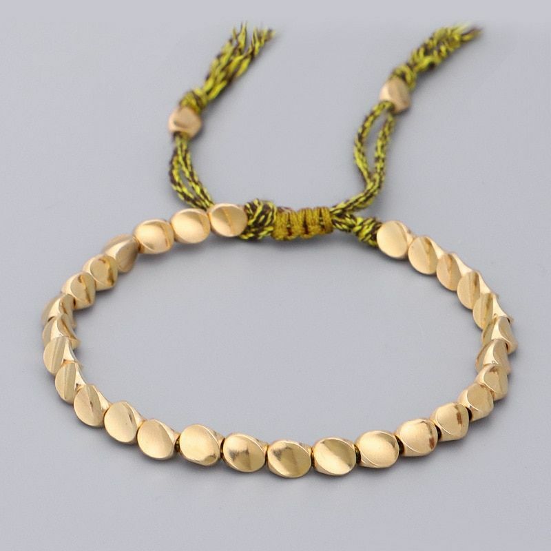 Tibetan Copper Bead Bracelet Adjustable Rope Chain Fashion Jewelry Luck Gift NEW