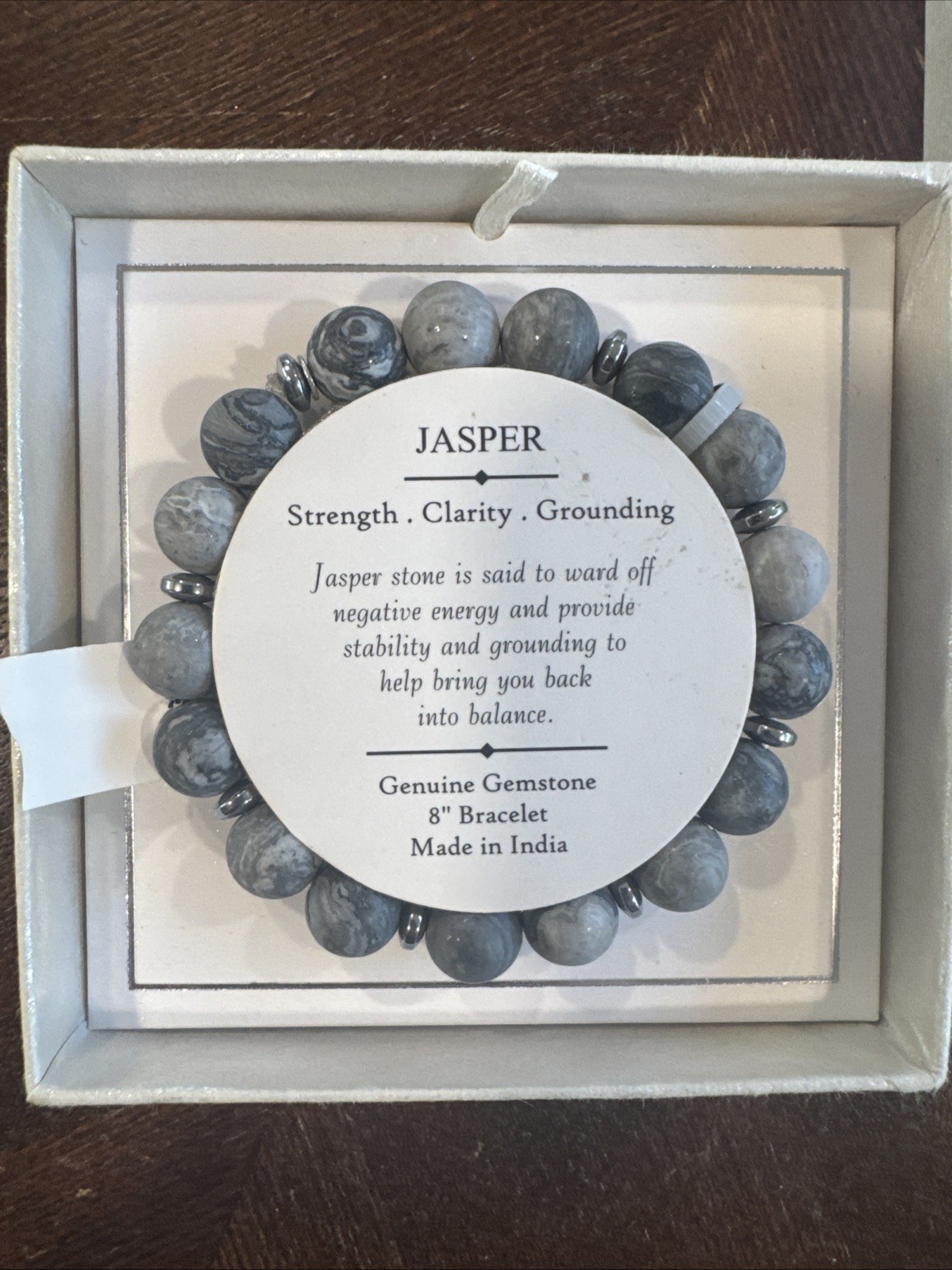 Jasper Genuine Gemstone Bracelet 8in New Boxed Grounding Strength Healing