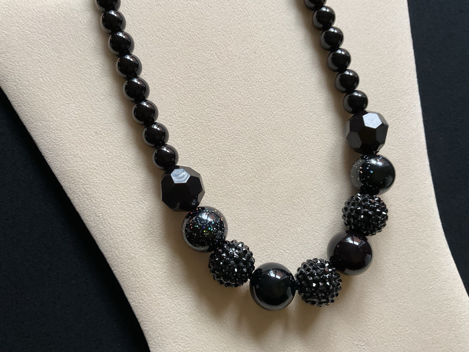 Chunky Black Beads Adjustable Necklace