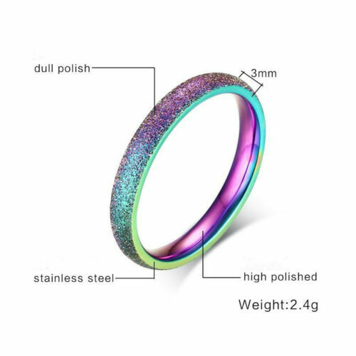Rainbow Ring Thin Steel Band – Wedding Promise Engagement – SIZE OPTIONS