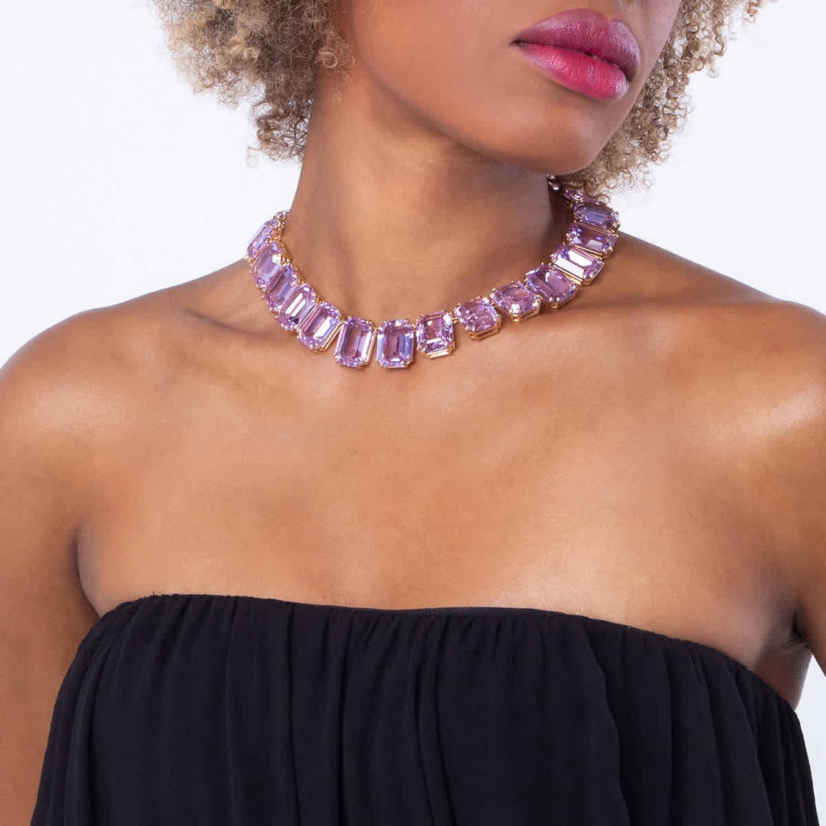 Swarovski Gold-Tone Plated Purple Millenia Tennis Necklace