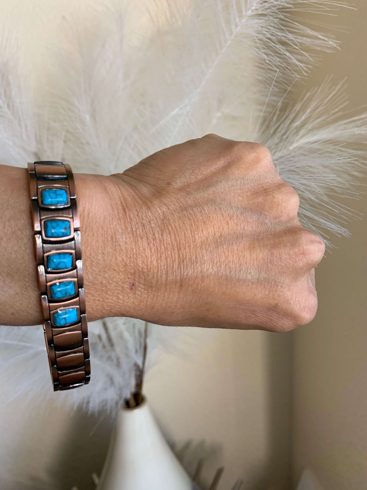 Turquoise Pure Copper Magnetic Bracelet Arthritis Pain Relief Energy