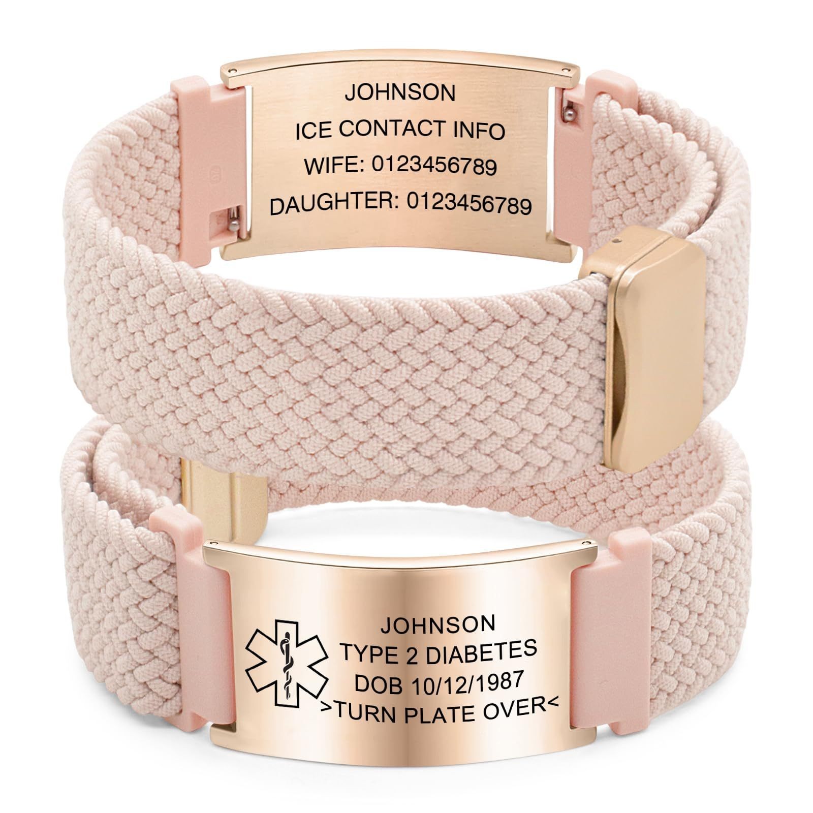 Free Engraving Personalized Medical Alert ID Bracelet Nylon Wristband Men Women