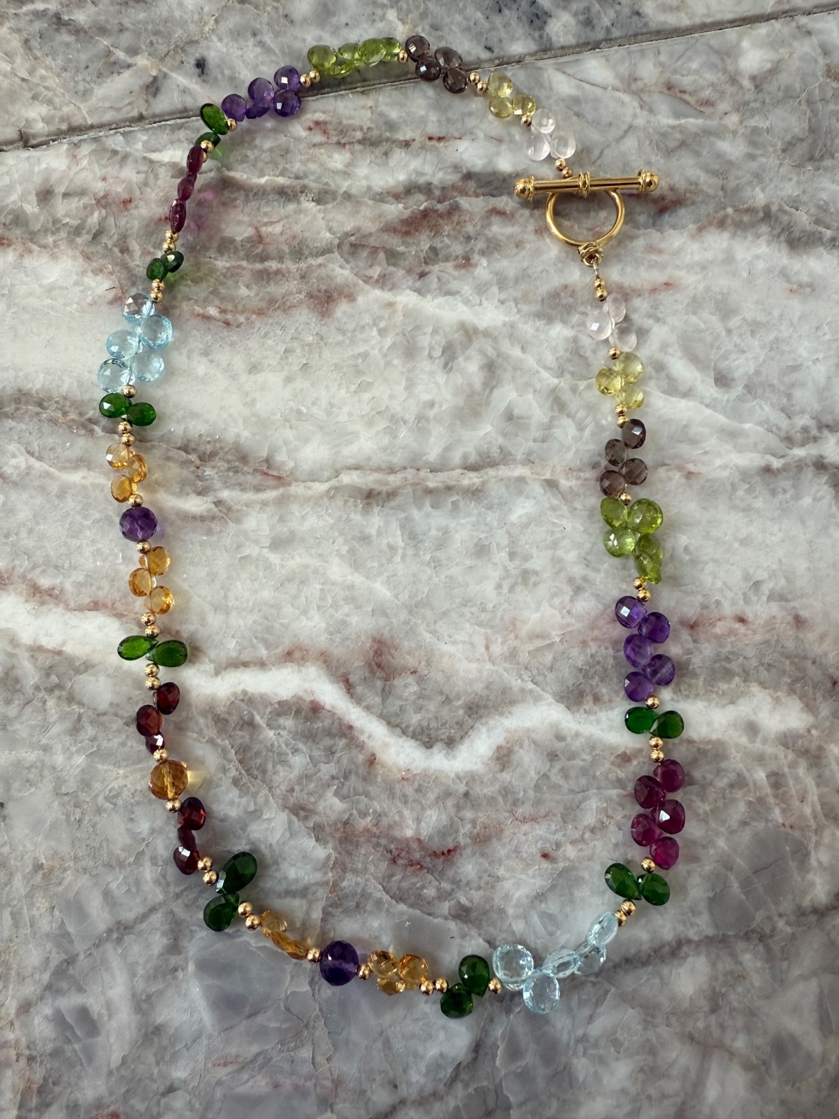 semi precious stoned gold plated 16″ necklace STUNNING!