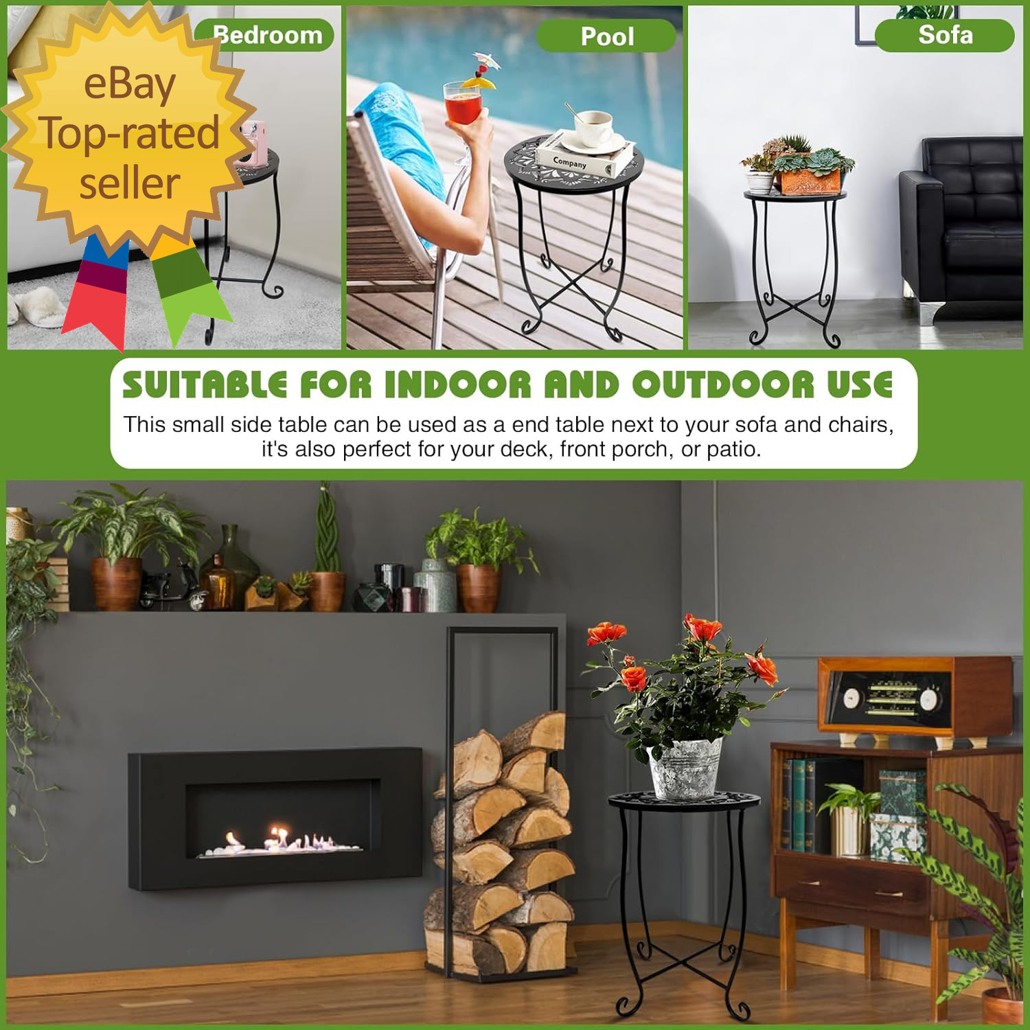 Outdoor Side Tables 2 Pack Patio Side Table Weather Resistant Metal Small round