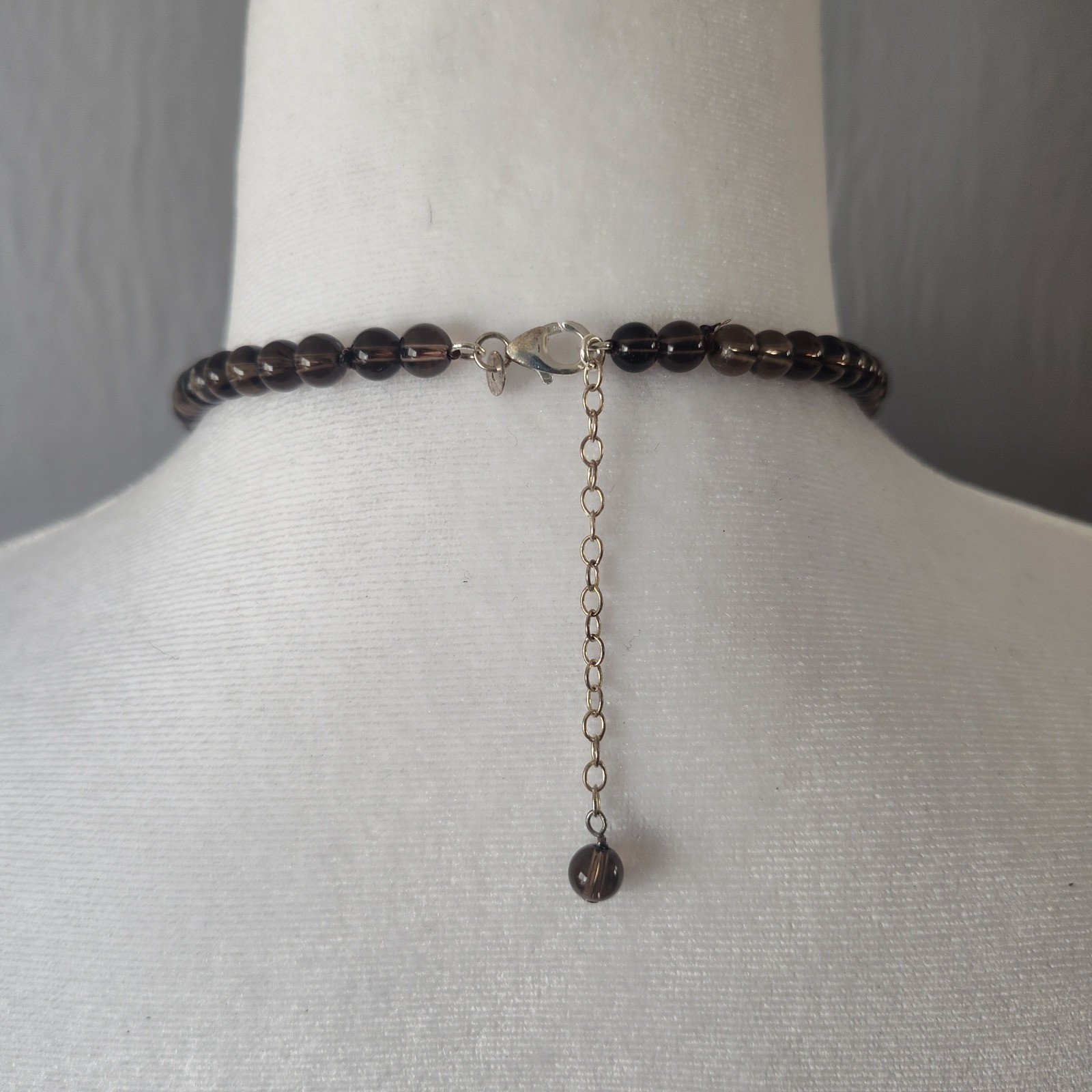 Natural Black Agate Slice & Brown Jasper Beaded Statement Necklace Earthy Brown