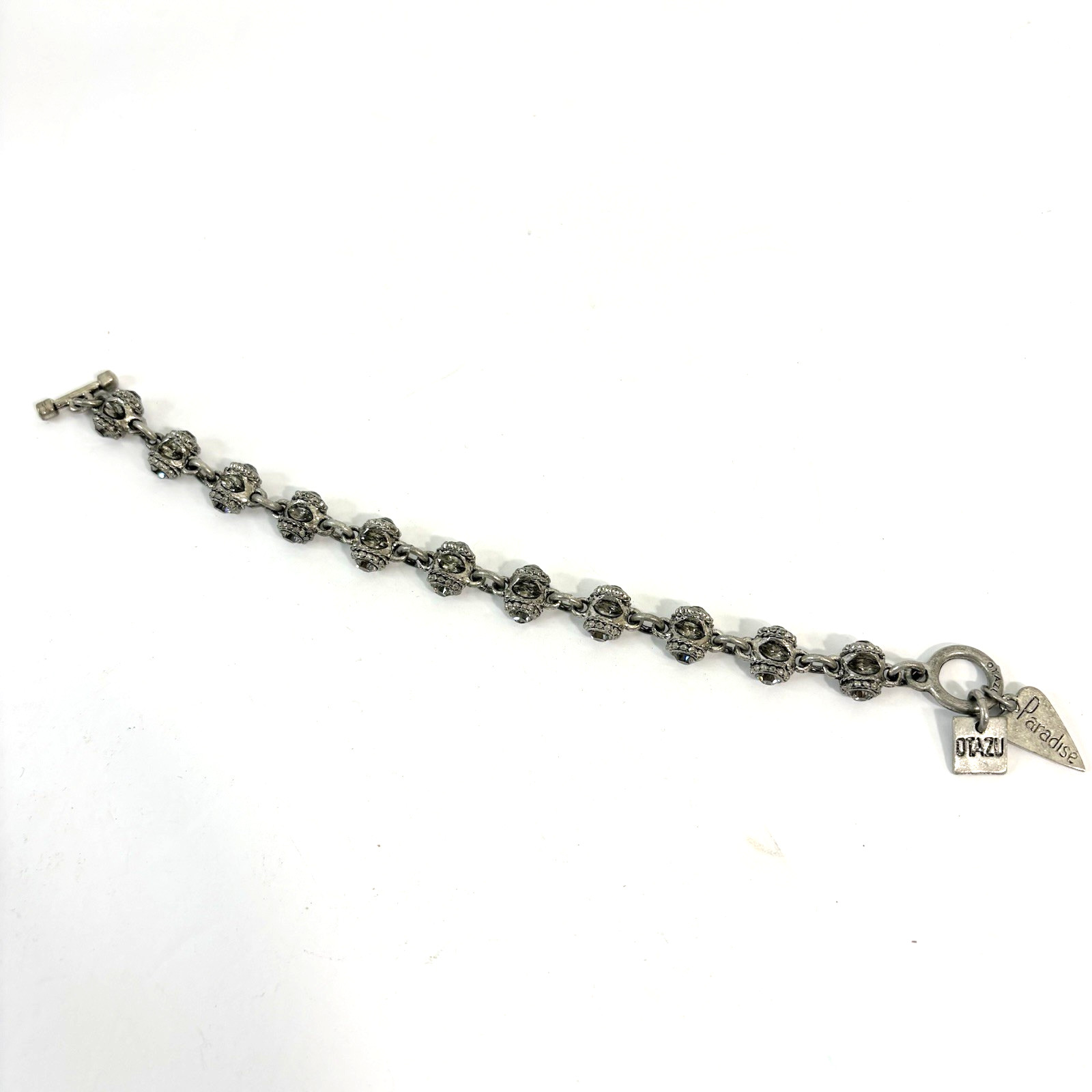 Otazu Barrel Bracelet Silver Tone Swarovski Crystals 7.5″ Toggle Closure EU Made