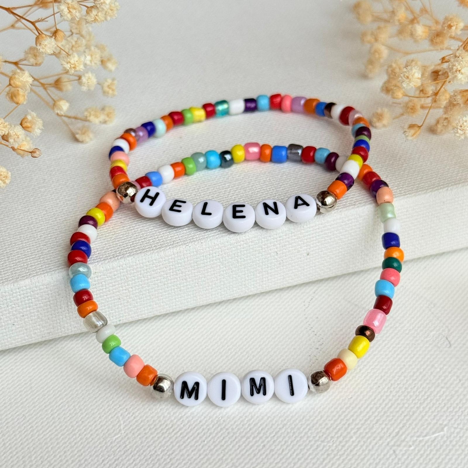 Custom Glass Bead Bracelet , Personalized Name Bracelet , Handmade Jewelry