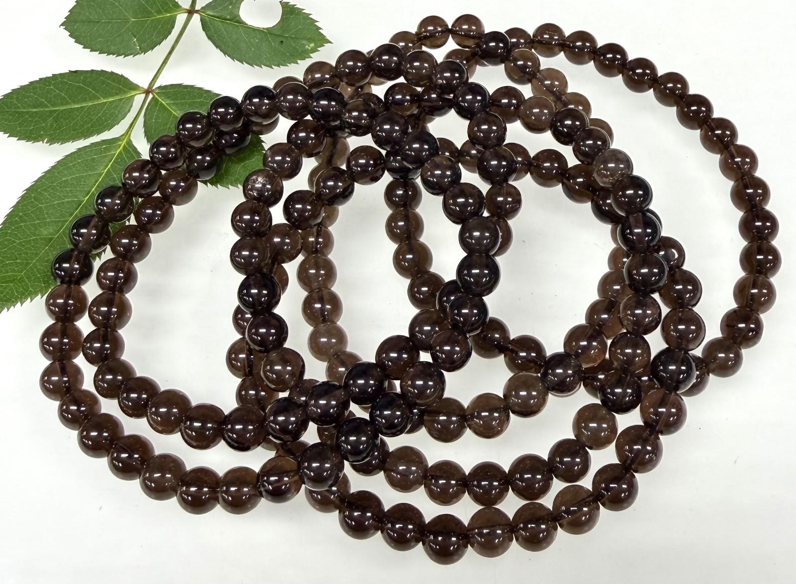 Wholesale Lot 6 Pcs Natural Smoky Quartz 6mm 7.5” Crystal Stretch Bracelet