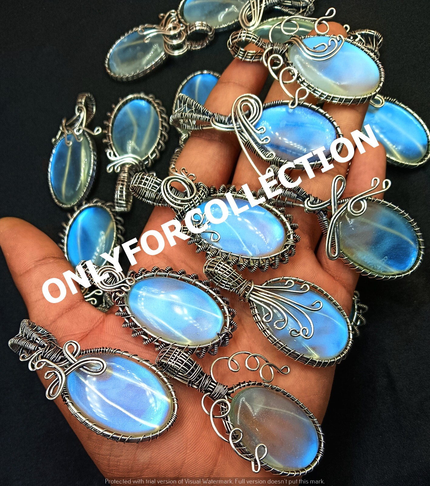 OFFER MILKY AURORA OPAL GEMSTONE SILVER WIRE WRAP OXIDIZED 1 PC DESIGNER PENDANT