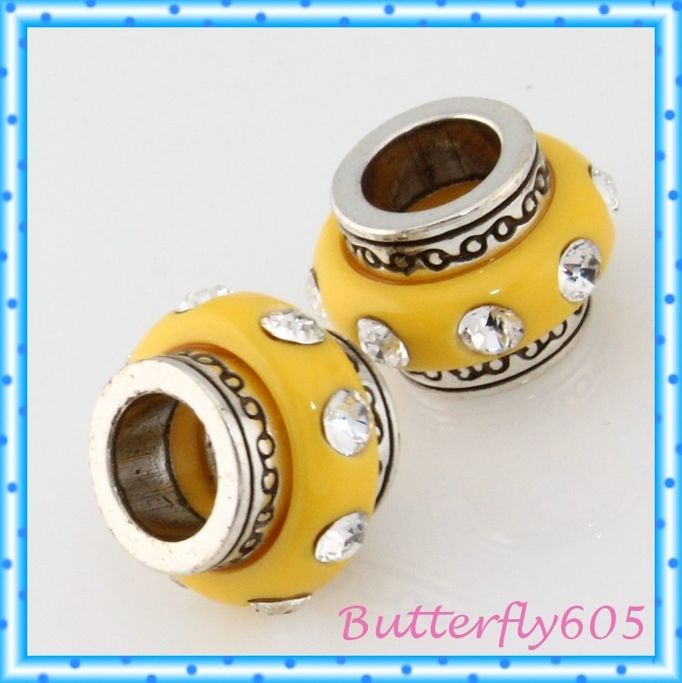 Brighton Dazzle Yellow Silver Crystal Round Spacers Beads Lot of 2 Set