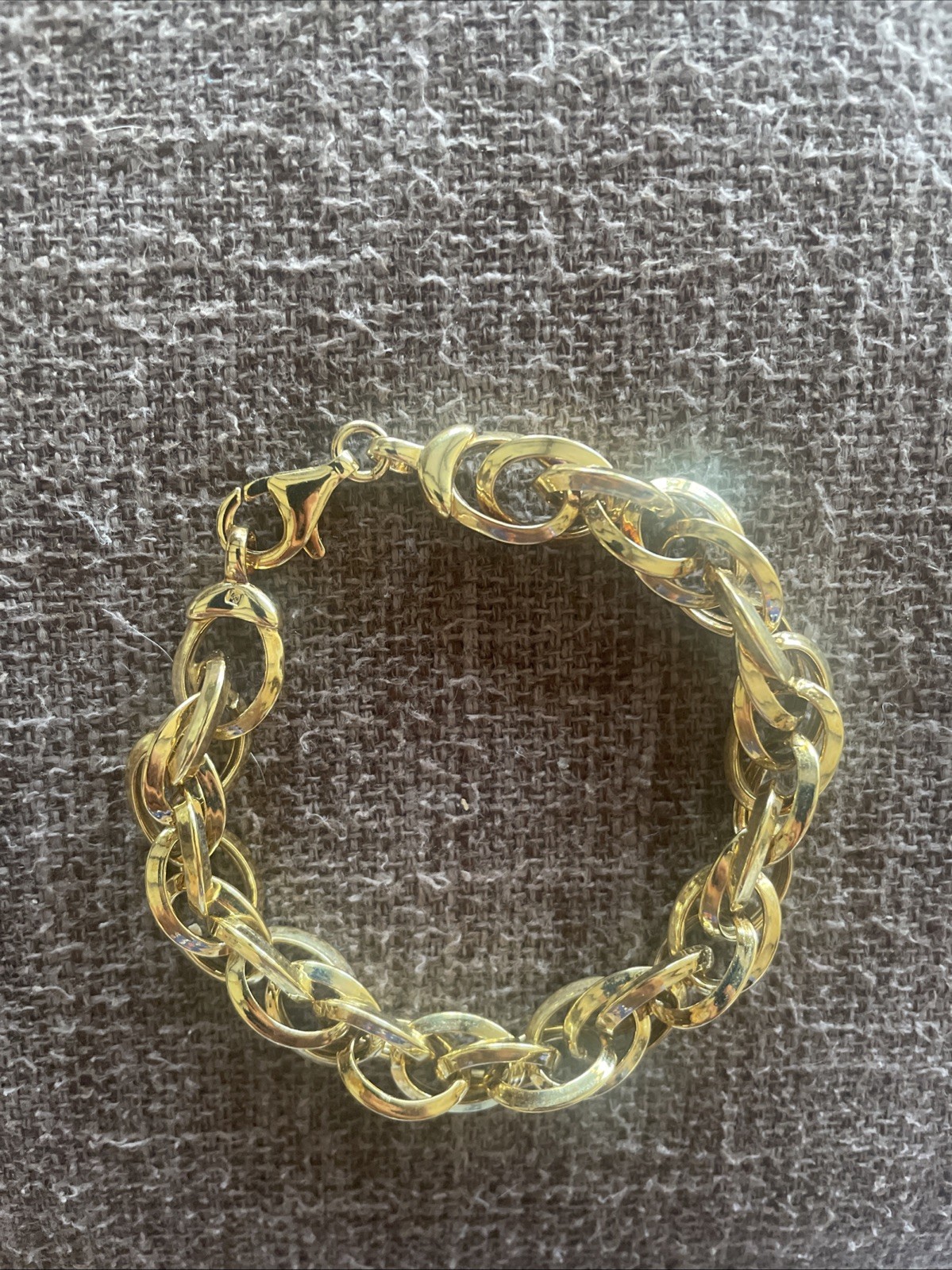 8” Goldtone Rope Link Bracelet interwoven chain bracelet Italy 925