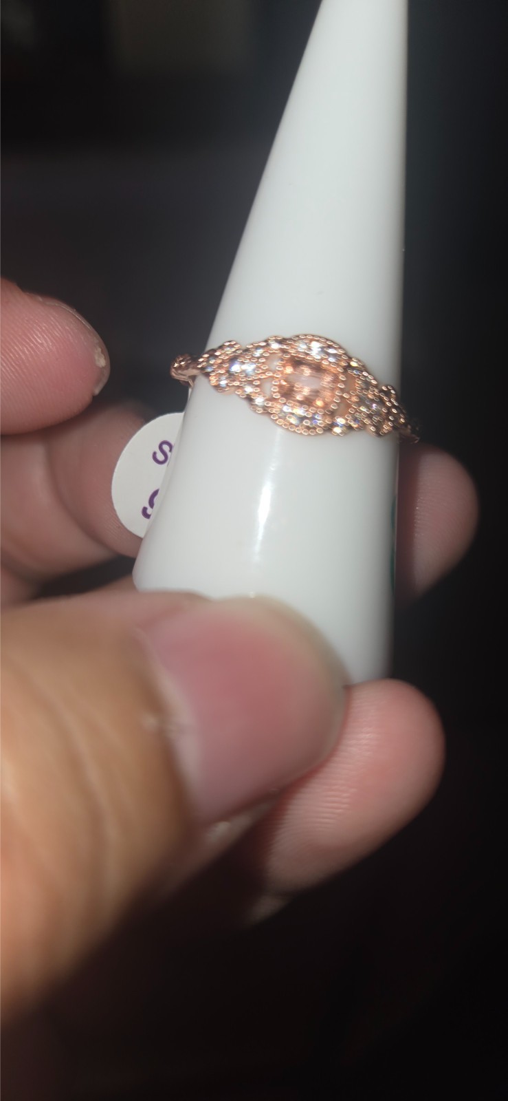 Bomb Party Garden Crest Ring Size 9 RG28554 Peach Morganite Rose Gold Plating