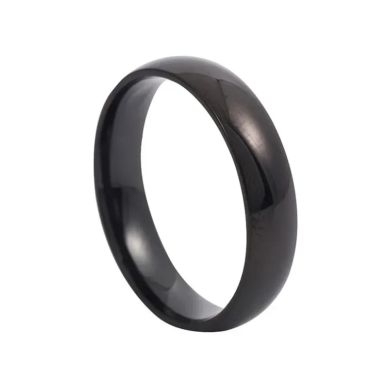 Stainless Steel Smooth Round Ring Women Classic Circular Band Adjustable Jewelry