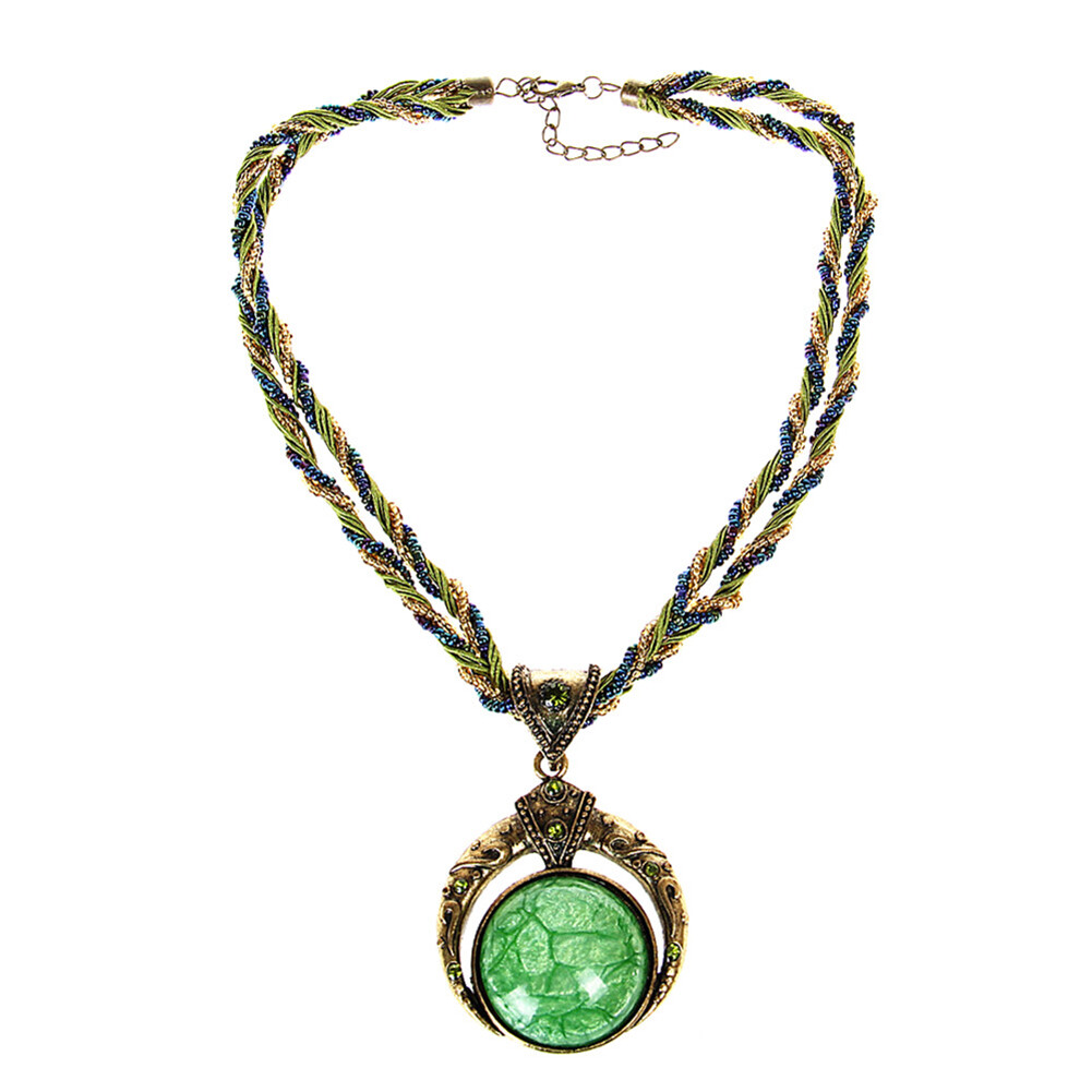 Women Lady Retro Vintage Bohemian Necklace Rope Chain Rhinestone Pendent Jewelry
